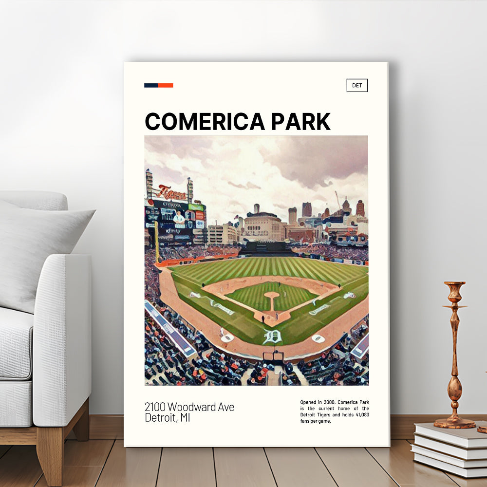 Comerica Park Print, Detroit Tigers Stadium Canvas Art, Fan Gifts, Sport Art, Canvas Print Wall Art