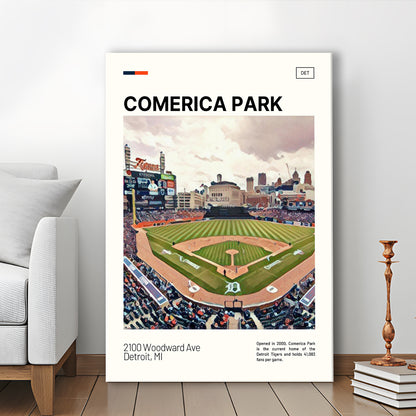Comerica Park Print, Detroit Tigers Stadium Canvas Art, Fan Gifts, Sport Art, Canvas Print Wall Art