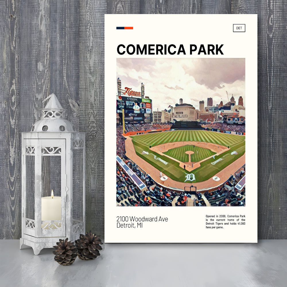 Comerica Park Print, Detroit Tigers Stadium Canvas Art, Fan Gifts, Sport Art, Canvas Print Wall Art