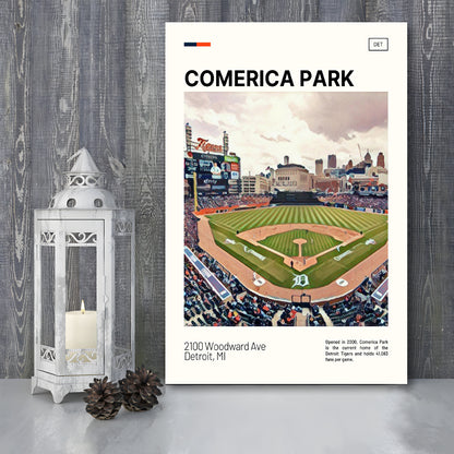 Comerica Park Print, Detroit Tigers Stadium Canvas Art, Fan Gifts, Sport Art, Canvas Print Wall Art