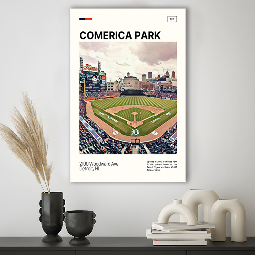 Comerica Park Print, Detroit Tigers Stadium Canvas Art, Fan Gifts, Sport Art, Canvas Print Wall Art