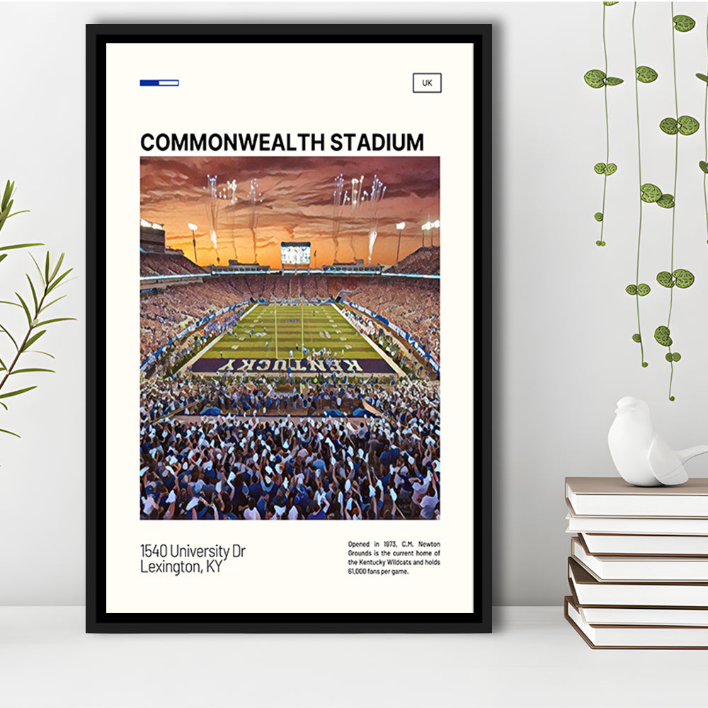 Commonwealth Stadium Print, Kentucky Wildcats Stadium Canvas Art, Man Cave Gift, Floating Framed Canvas Print Wall Art