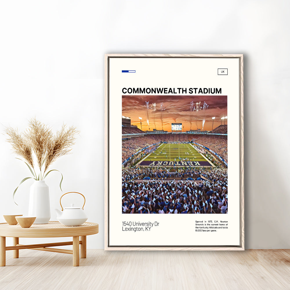 Commonwealth Stadium Print, Kentucky Wildcats Stadium Canvas Art, Man Cave Gift, Floating Framed Canvas Print Wall Art