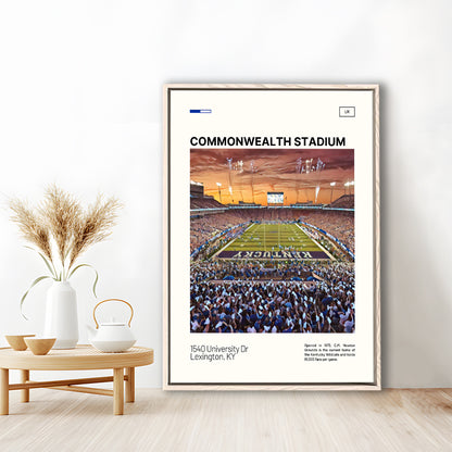 Commonwealth Stadium Print, Kentucky Wildcats Stadium Canvas Art, Man Cave Gift, Floating Framed Canvas Print Wall Art