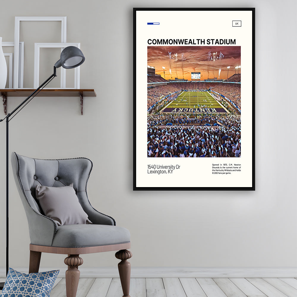 Commonwealth Stadium Print, Kentucky Wildcats Stadium Canvas Art, Man Cave Gift, Floating Framed Canvas Print Wall Art