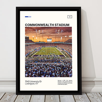 Commonwealth Stadium Print, Kentucky Wildcats Stadium Canvas Art, Man Cave Gift, Floating Framed Canvas Print Wall Art