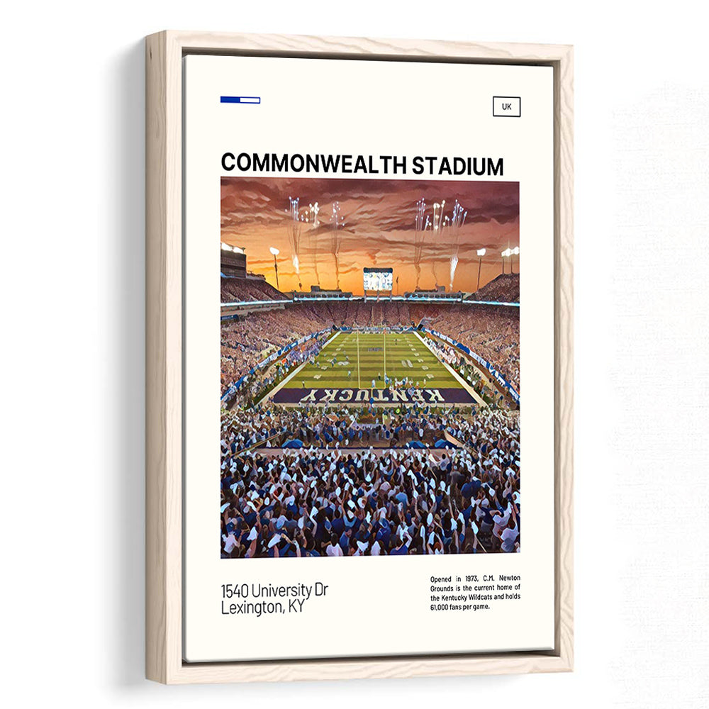 Commonwealth Stadium Print, Kentucky Wildcats Stadium Canvas Art, Man Cave Gift, Floating Framed Canvas Print Wall Art