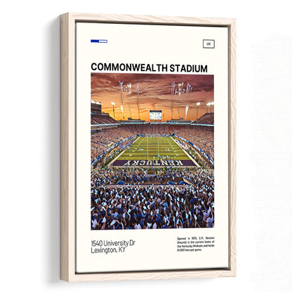 Commonwealth Stadium Print, Kentucky Wildcats Stadium Canvas Art, Man Cave Gift, Floating Framed Canvas Print Wall Art