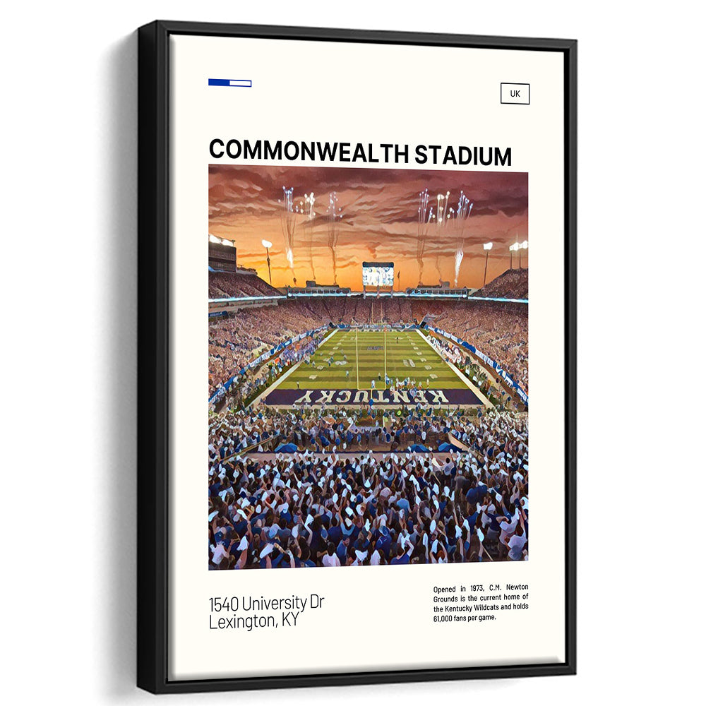 Commonwealth Stadium Print, Kentucky Wildcats Stadium Canvas Art, Man Cave Gift, Floating Framed Canvas Print Wall Art