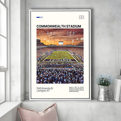 Commonwealth Stadium Print, Kentucky Wildcats Stadium Canvas Art, Man Cave Gift, Floating Framed Canvas Print Wall Art