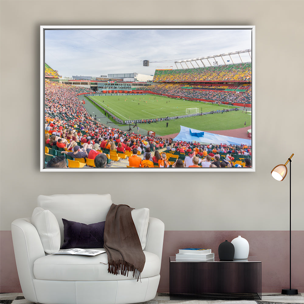 Commonwealth Stadium Soccer, Stadium Canvas, Sport Art, Framed Canvas Print Wall Art, Floating Frame