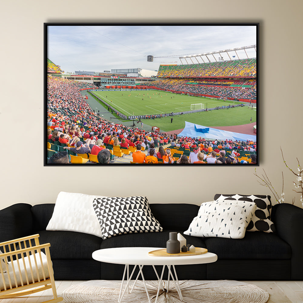 Commonwealth Stadium Soccer, Stadium Canvas, Sport Art, Framed Canvas Print Wall Art, Floating Frame