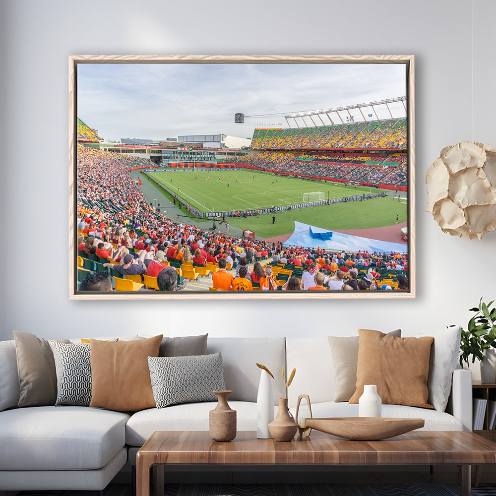 Commonwealth Stadium Soccer, Stadium Canvas, Sport Art, Framed Canvas Print Wall Art, Floating Frame