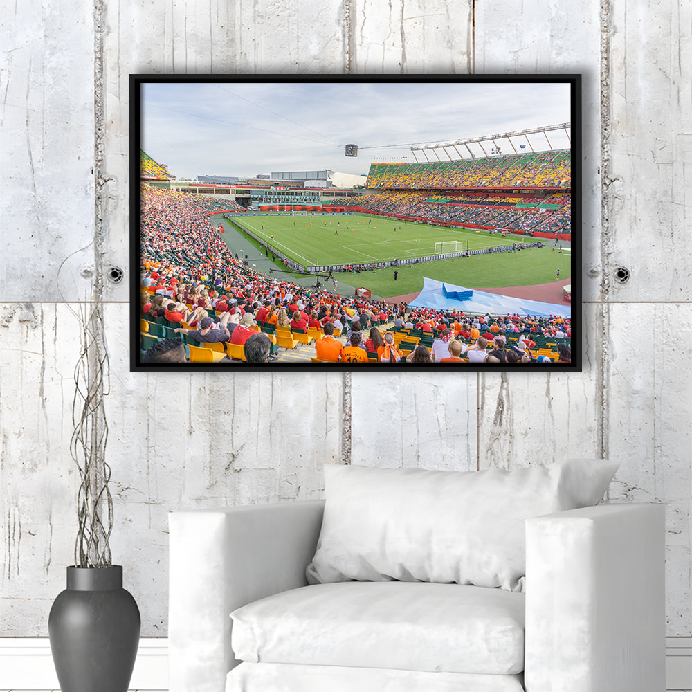 Commonwealth Stadium Soccer, Stadium Canvas, Sport Art, Framed Canvas Print Wall Art, Floating Frame