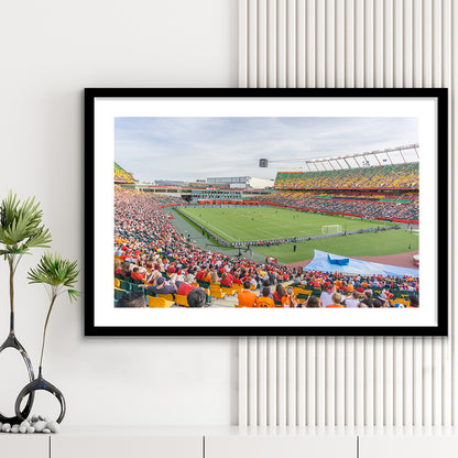 Commonwealth Stadium Soccer, Stadium Canvas, Sport Art, Gift for him, White Border Framed Art Print Wall Decor
