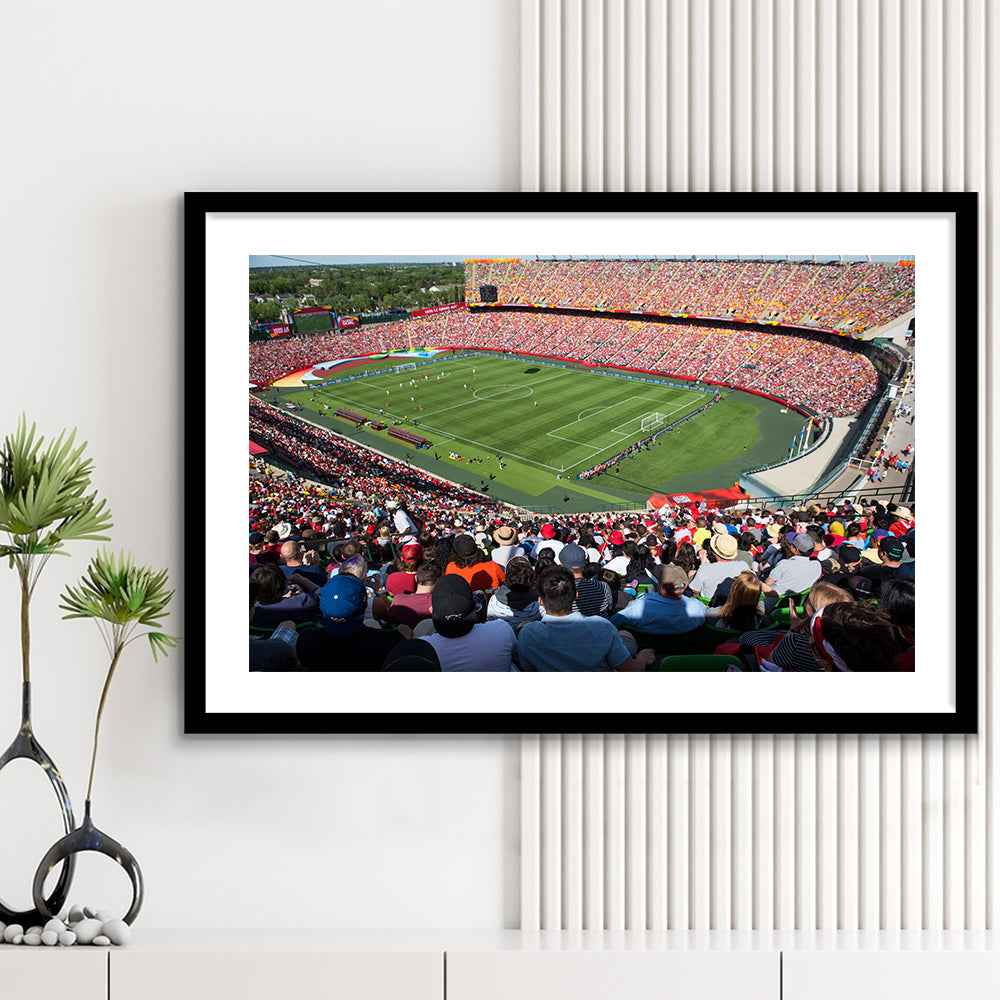 Commonwealth Stadium, Stadium Canvas, Sport Art, Gift for him, White Border Framed Art Print Wall Decor