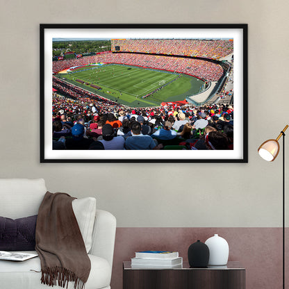 Commonwealth Stadium, Stadium Canvas, Sport Art, Gift for him, White Border Framed Art Print Wall Decor