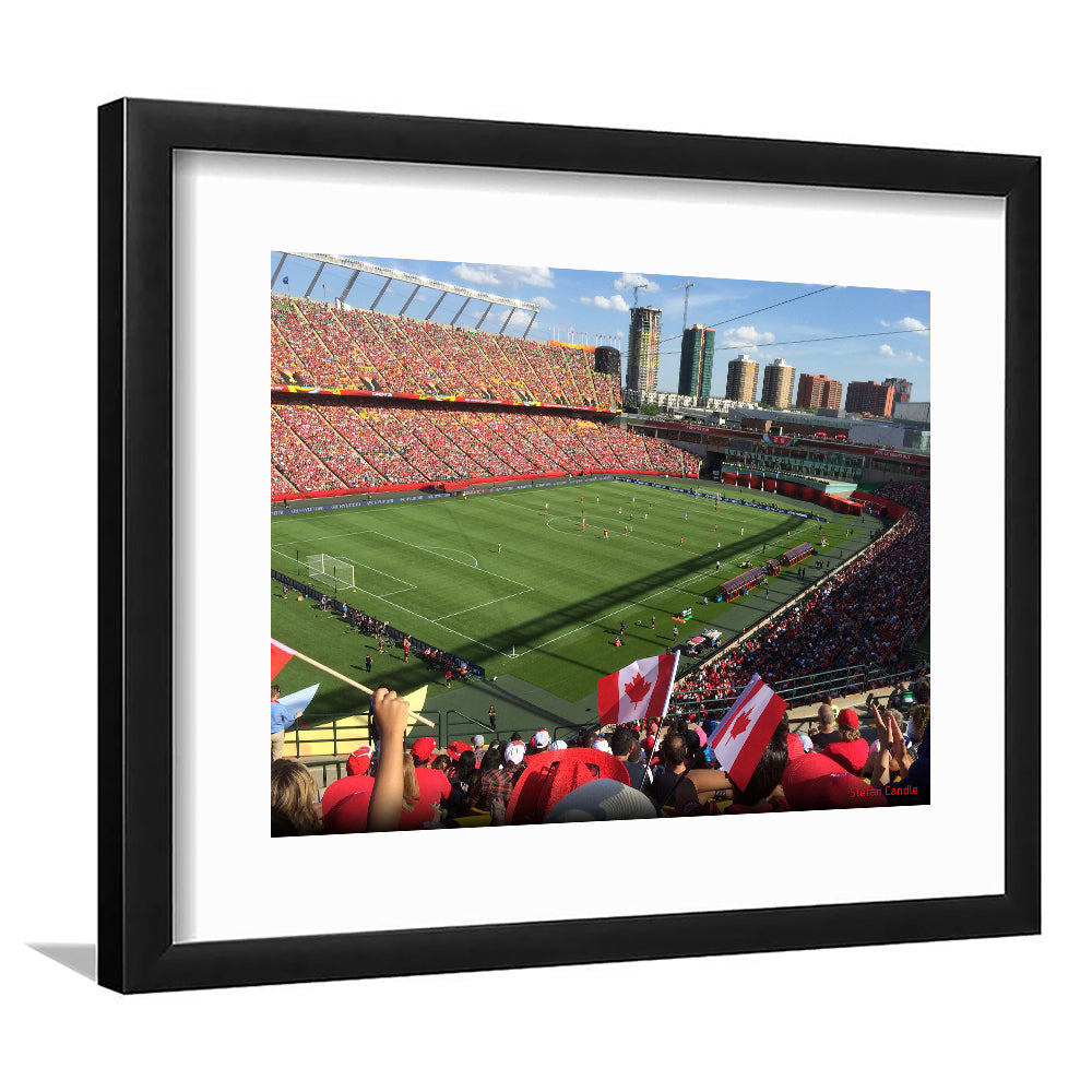 Commonwealth Stadium in Canada, Stadium Canvas, Sport Art, Gift for him, White Border Framed Art Print Wall Decor