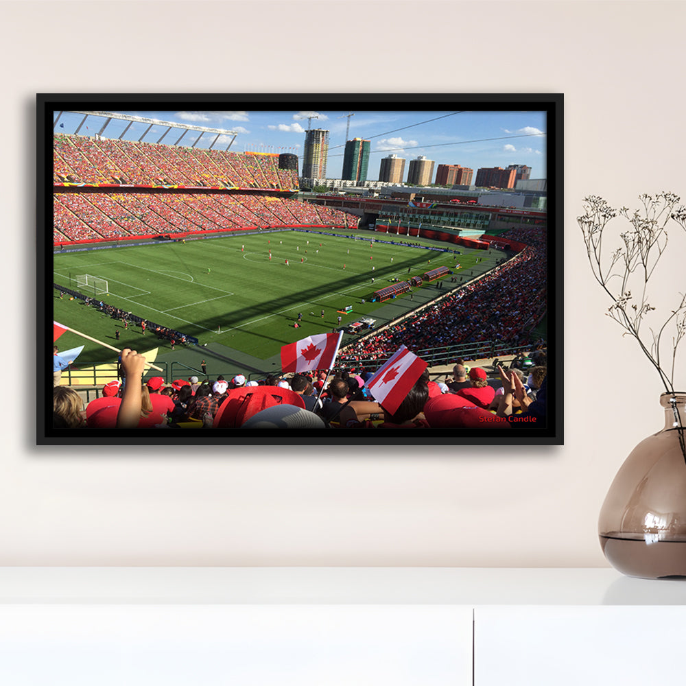 Commonwealth Stadium in Canada, Stadium Canvas, Sport Art, Framed Canvas Print Wall Art, Floating Frame