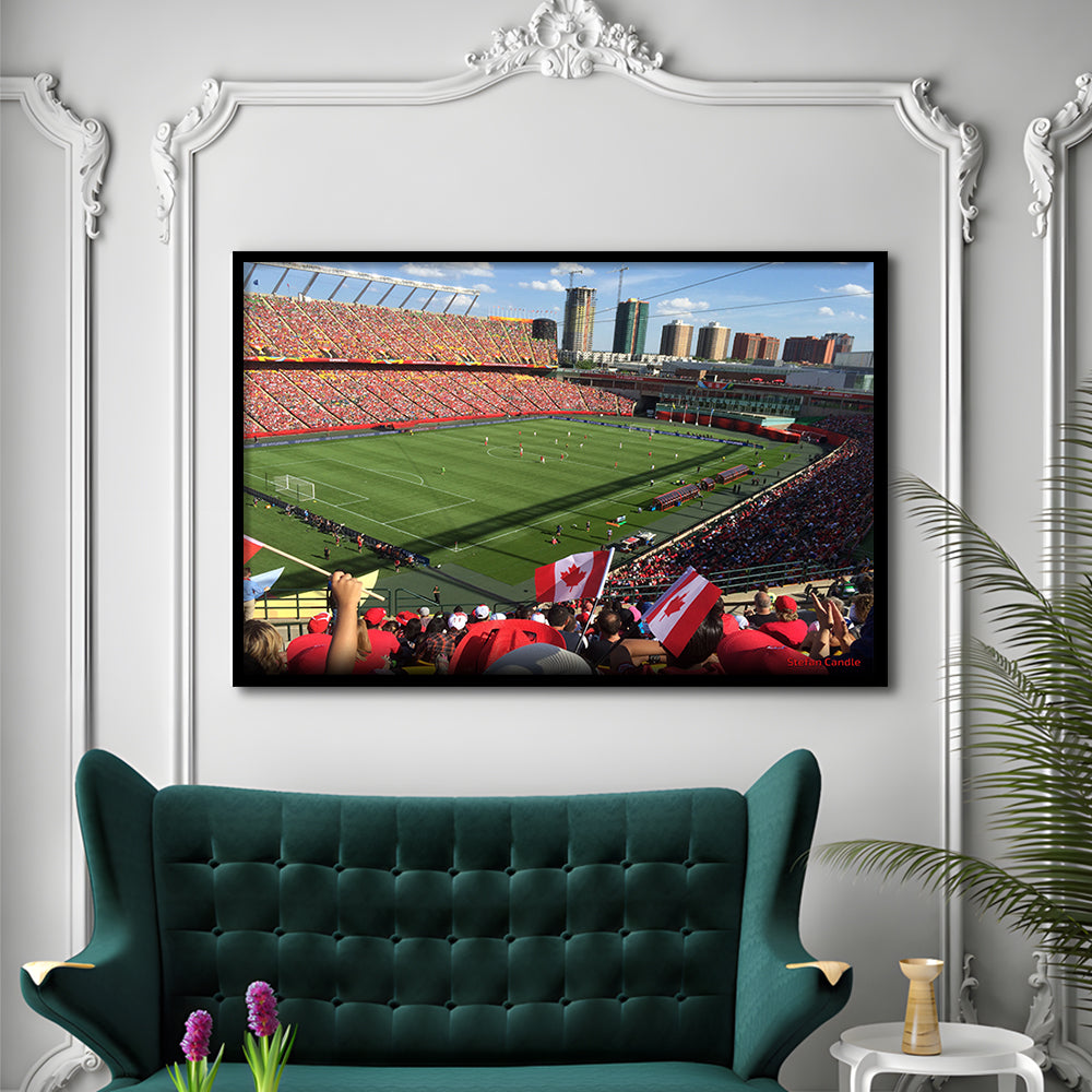 Commonwealth Stadium in Canada, Stadium Canvas, Sport Art, Gift for him, Framed Art Print Wall Decor, Picture Framed