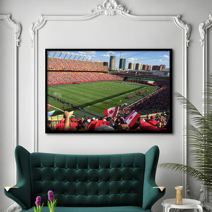 Commonwealth Stadium in Canada, Stadium Canvas, Sport Art, Gift for him, Framed Art Print Wall Decor, Picture Framed