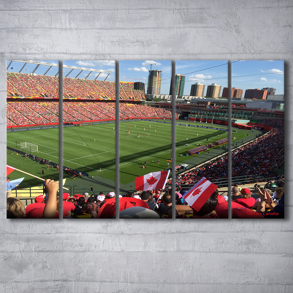 Commonwealth Stadium in Canada, Stadium Canvas, Sport Art, 5 Panel B, Extra Large Canvas, Canvas Print Wall Art