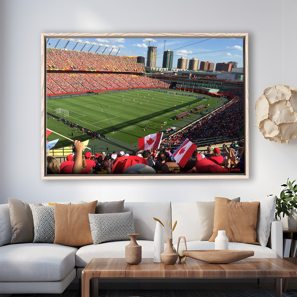 Commonwealth Stadium in Canada, Stadium Canvas, Sport Art, Framed Canvas Print Wall Art, Floating Frame
