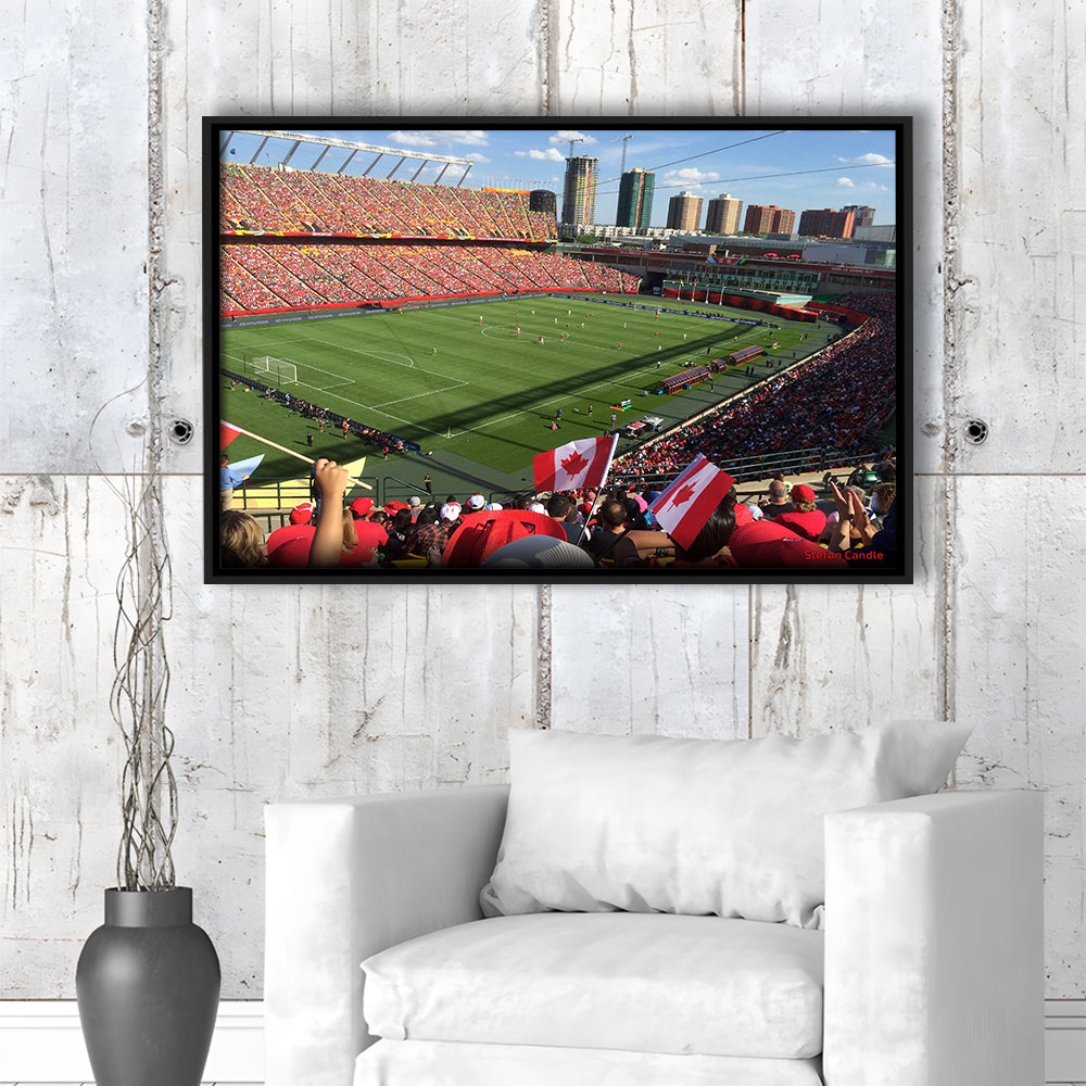 Commonwealth Stadium in Canada, Stadium Canvas, Sport Art, Framed Canvas Print Wall Art, Floating Frame