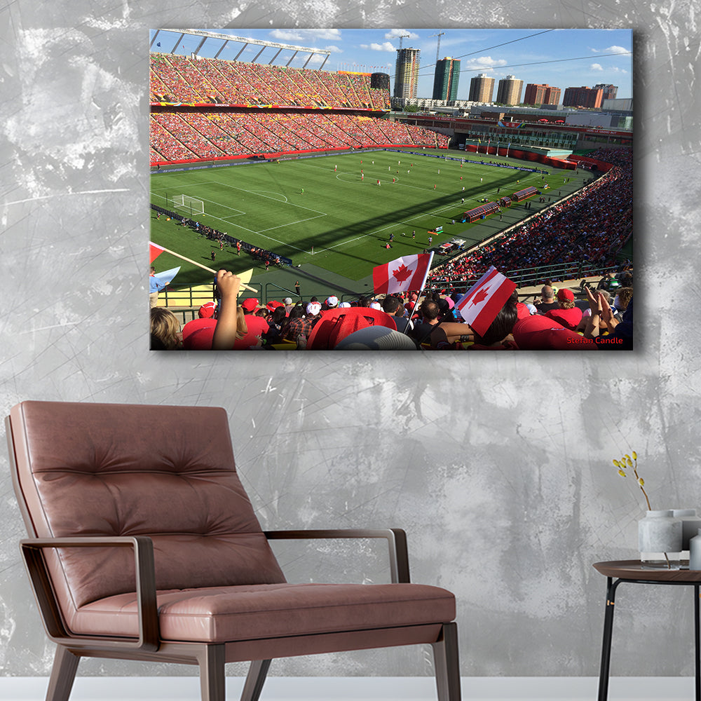 Commonwealth Stadium in Canada, Stadium Canvas, Sport Art, Gift for him, Man Cave Decor, Art Print, Canvas Print Wall Art