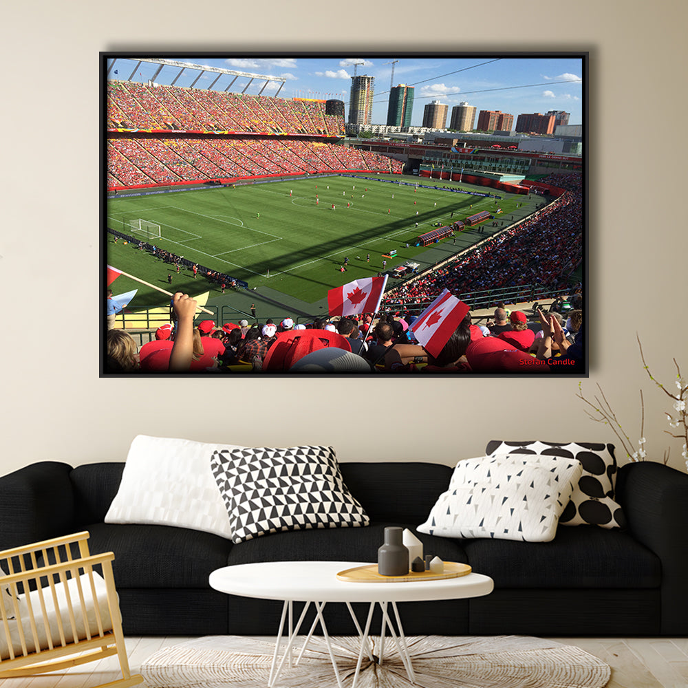Commonwealth Stadium in Canada, Stadium Canvas, Sport Art, Framed Canvas Print Wall Art, Floating Frame