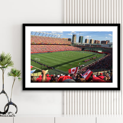 Commonwealth Stadium in Canada, Stadium Canvas, Sport Art, Gift for him, White Border Framed Art Print Wall Decor