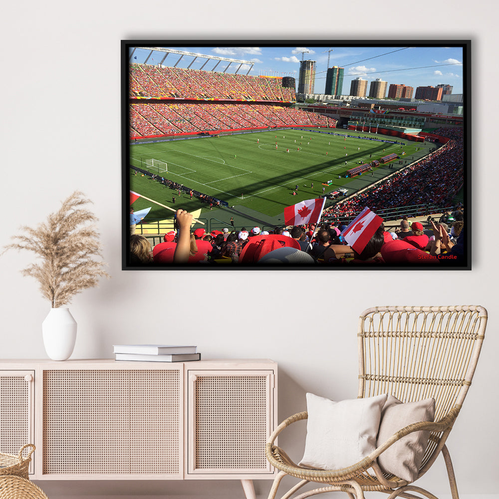 Commonwealth Stadium in Canada, Stadium Canvas, Sport Art, Framed Canvas Print Wall Art, Floating Frame