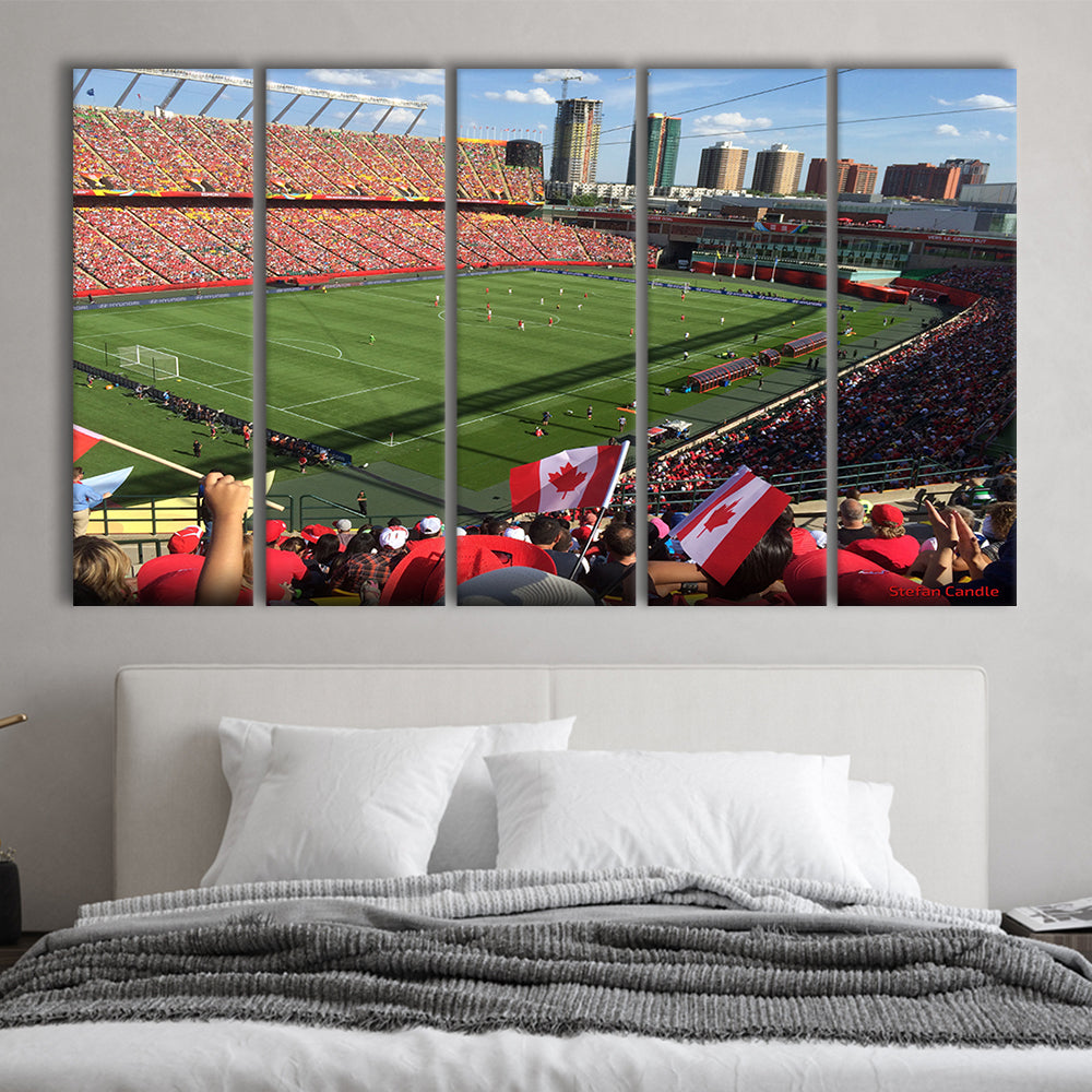 Commonwealth Stadium in Canada, Stadium Canvas, Sport Art, 5 Panel B, Extra Large Canvas, Canvas Print Wall Art