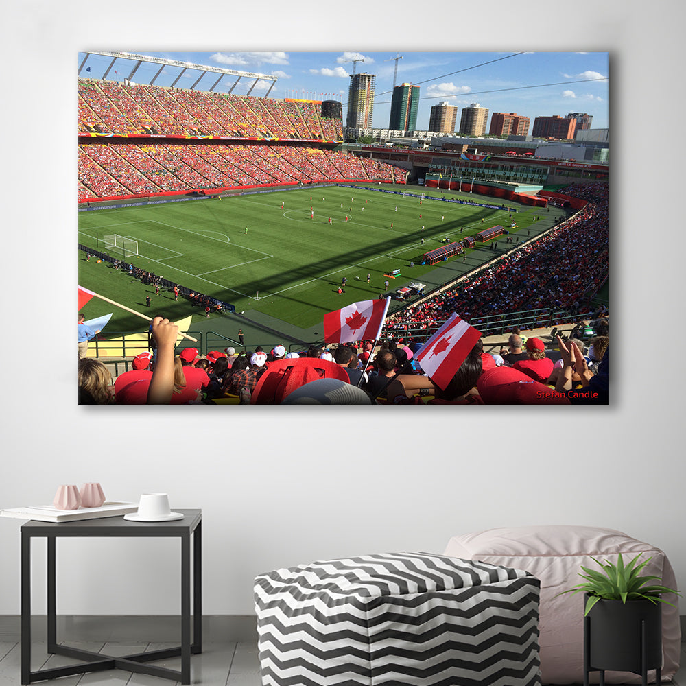 Commonwealth Stadium in Canada, Stadium Canvas, Sport Art, Gift for him, Man Cave Decor, Art Print, Canvas Print Wall Art