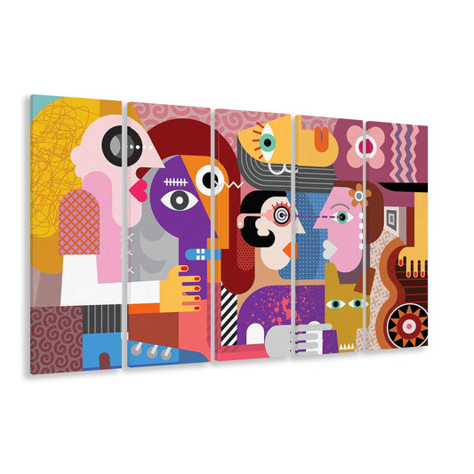 Contemporary Abstract Geometric Wall Art, Extra Large Modern Decor, 5 Piece B Extra Large Cavas Print Wall Art Decor