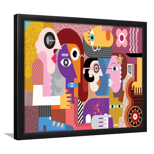 Contemporary Abstract Geometric Wall Art, Extra Large Modern Decor, Large Colorful, Framed Art Print, Picture Framed