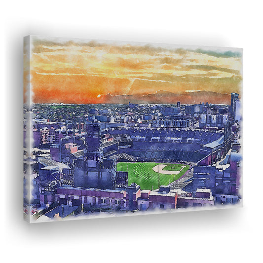 Coors Field Painting Canvas, Rockies Watercolor, Sport Art, Gifts for him, Canvas Print Wall Art