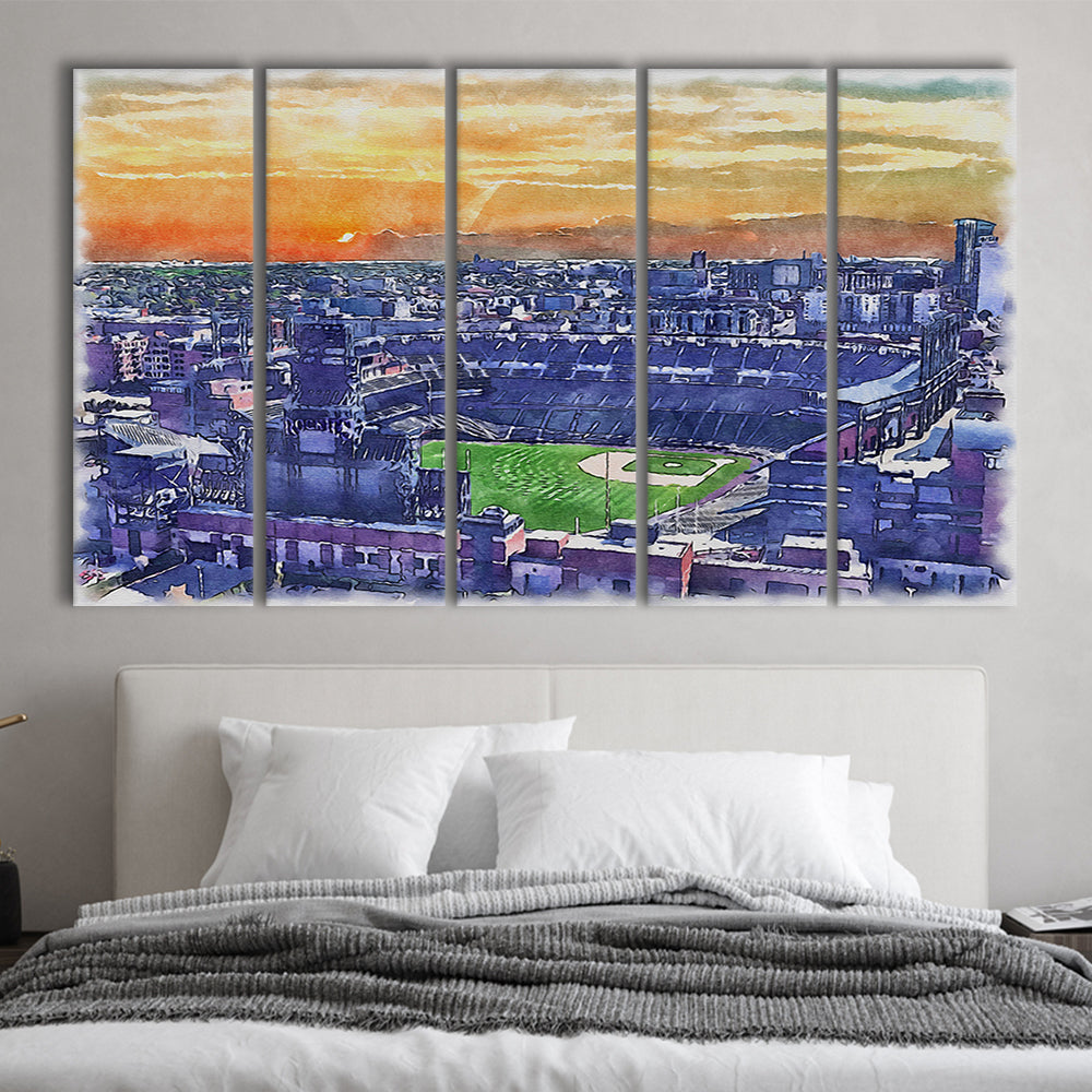 Coors Field Painting Canvas, Rockies Watercolor, Sport Art, Extra Large Canvas Print Wall Art