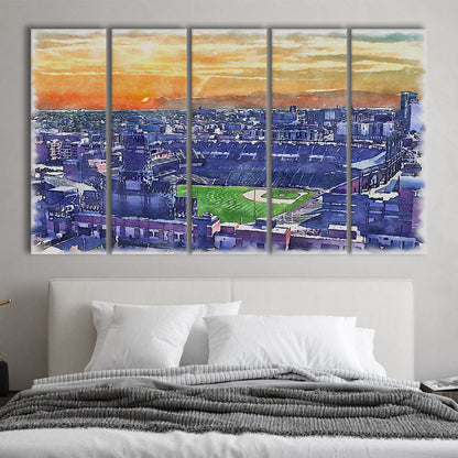 Coors Field Painting Canvas, Rockies Watercolor, Sport Art, Extra Large Canvas Print Wall Art