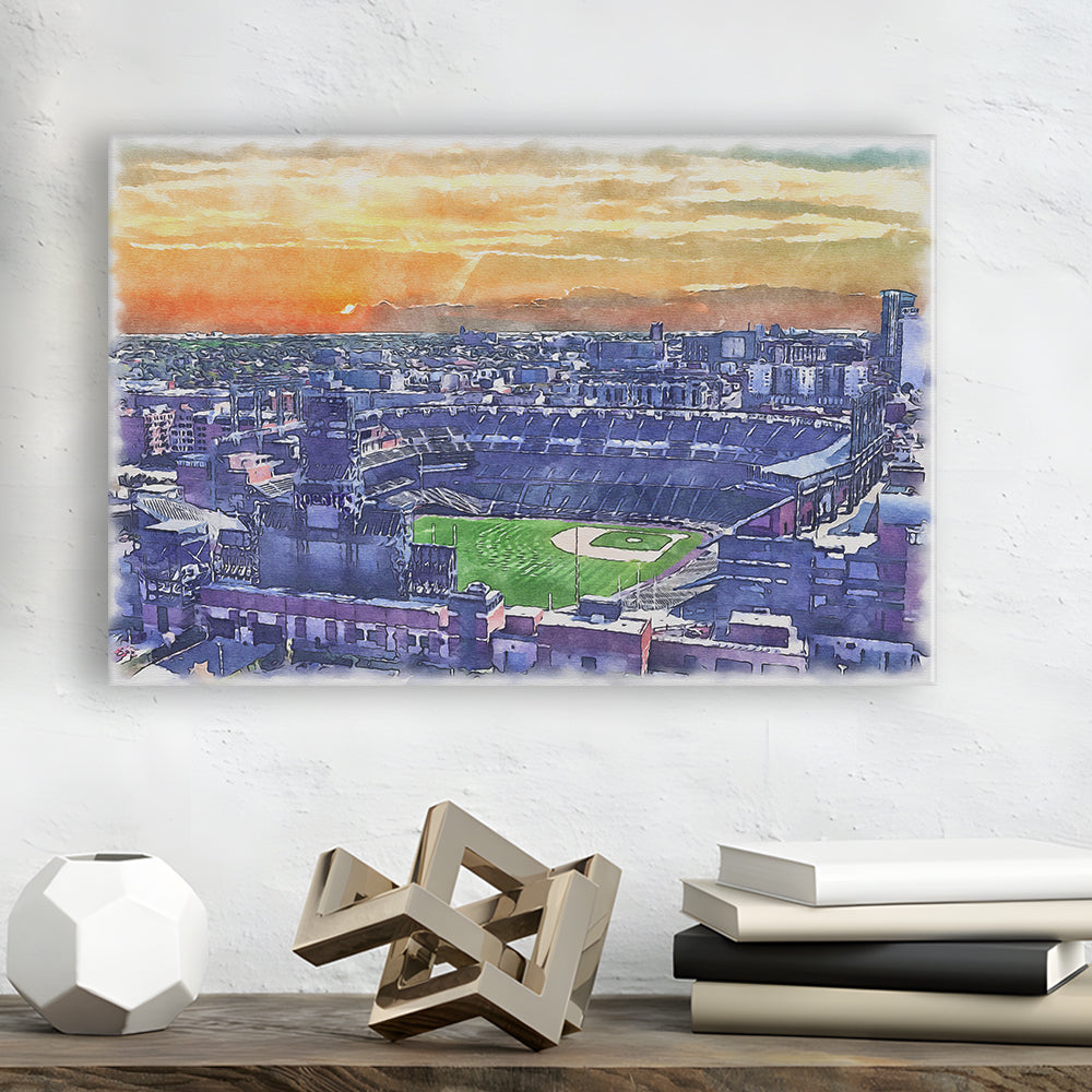 Coors Field Painting Canvas, Rockies Watercolor, Sport Art, Gifts for him, Canvas Print Wall Art