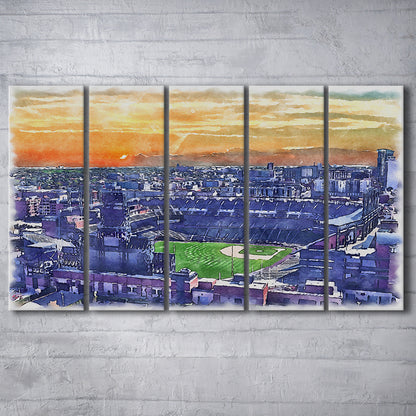 Coors Field Painting Canvas, Rockies Watercolor, Sport Art, Extra Large Canvas Print Wall Art