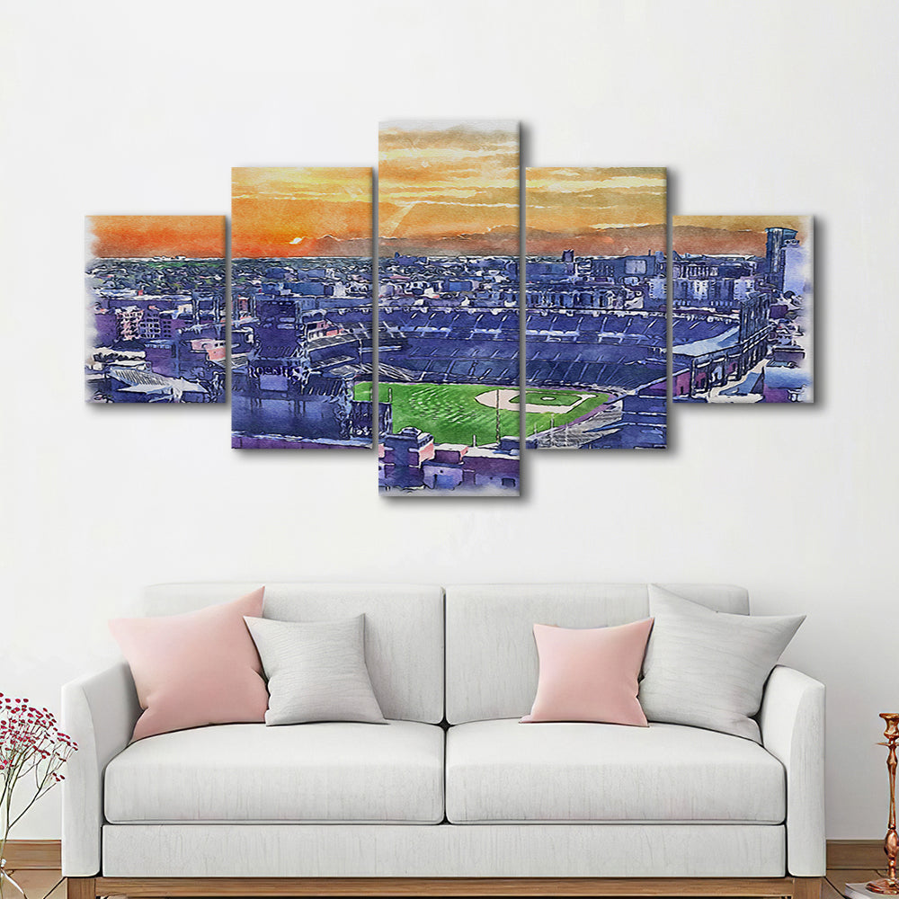 Coors Field Painting Canvas, Rockies Watercolor, Sport Art, Mixed 5 Panel, Canvas Print Wall Art