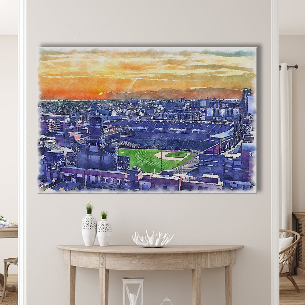 Coors Field Painting Canvas, Rockies Watercolor, Sport Art, Gifts for him, Canvas Print Wall Art