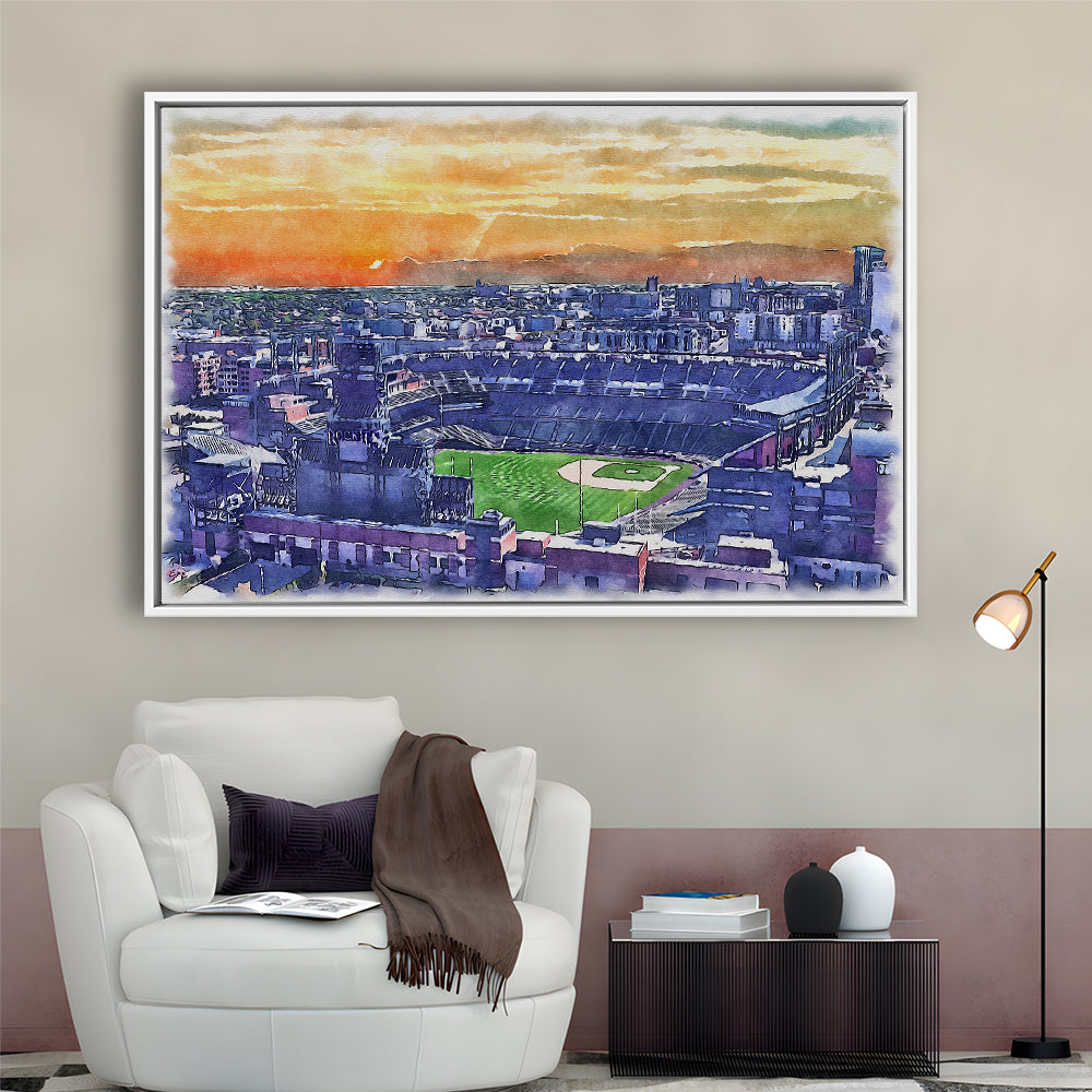 Coors Field Painting Canvas, Rockies Watercolor, Sport Gift Art, Framed Canvas Print Wall Art