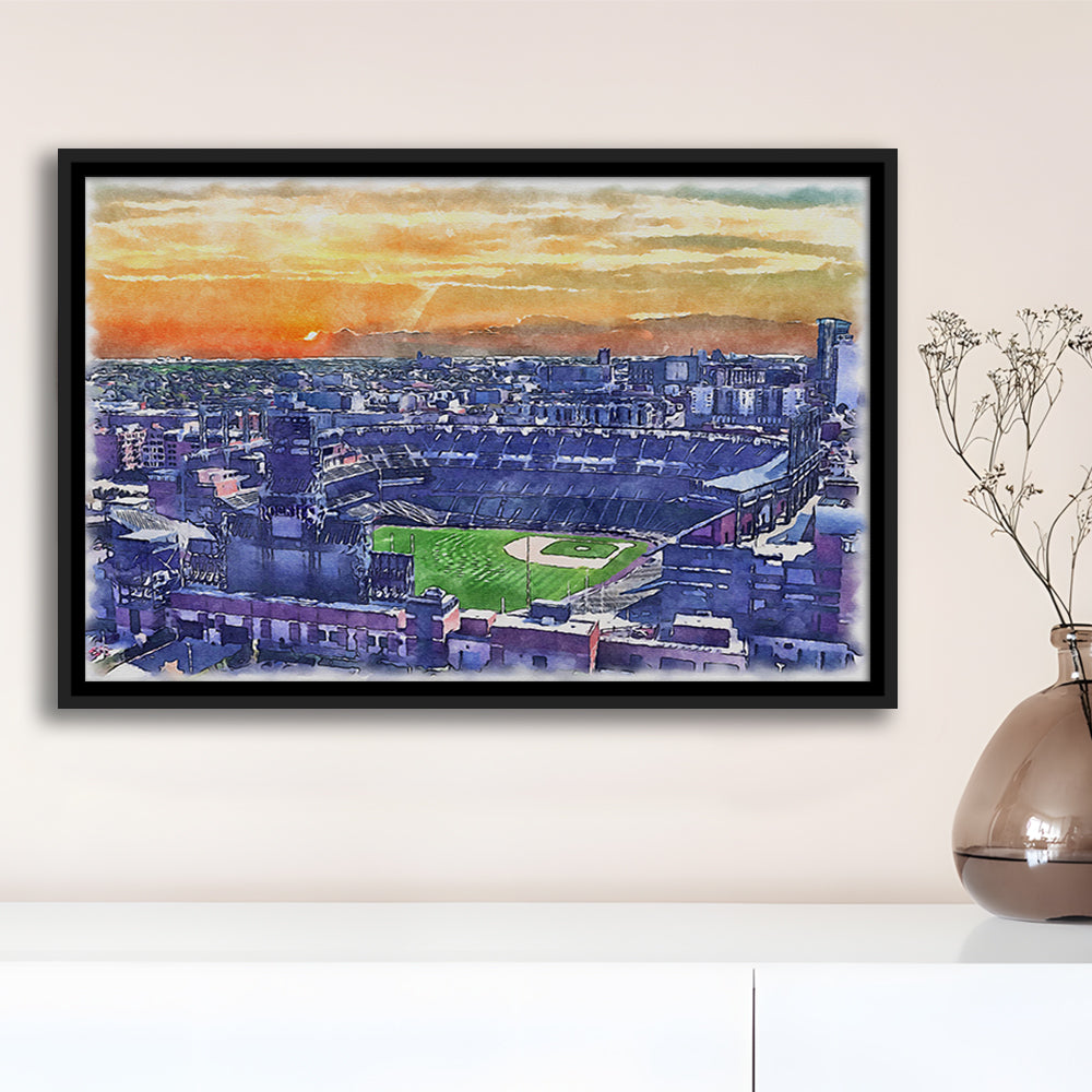 Coors Field Painting Canvas, Rockies Watercolor, Sport Gift Art, Framed Canvas Print Wall Art
