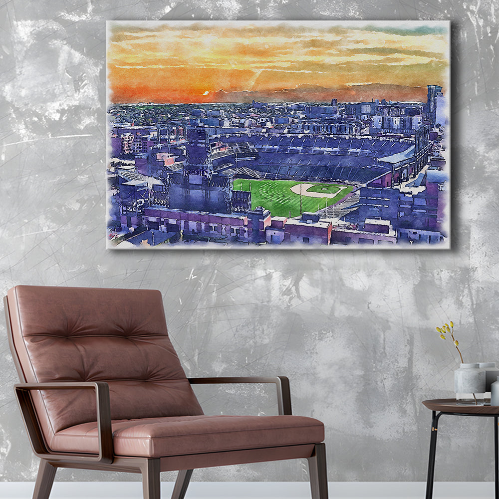 Coors Field Painting Canvas, Rockies Watercolor, Sport Art, Gifts for him, Canvas Print Wall Art