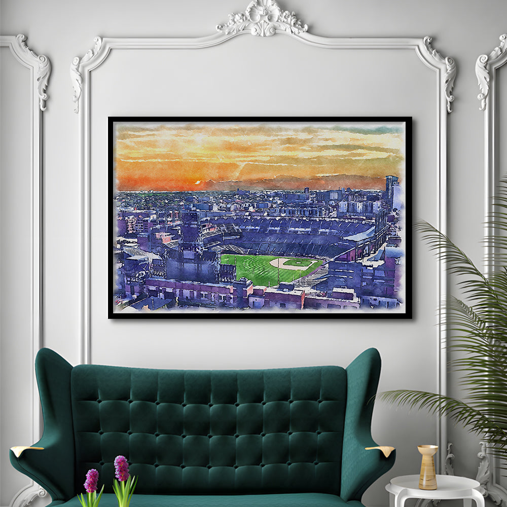 Coors Field Painting Canvas, Rockies Watercolor, Sport Gift Art, Framed Art Print Wall Decor