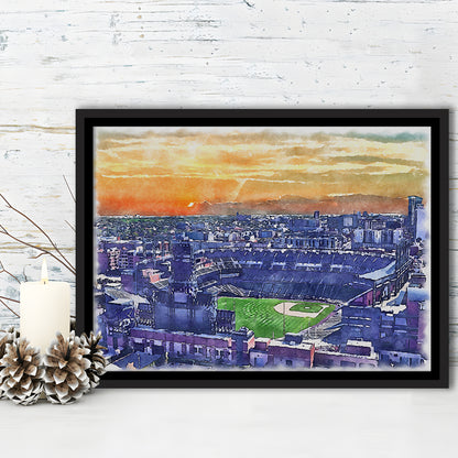 Coors Field Painting Canvas, Rockies Watercolor, Sport Gift Art, Framed Canvas Print Wall Art
