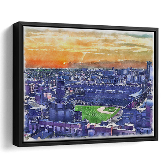 Coors Field Painting Canvas, Rockies Watercolor, Sport Gift Art, Framed Canvas Print Wall Art