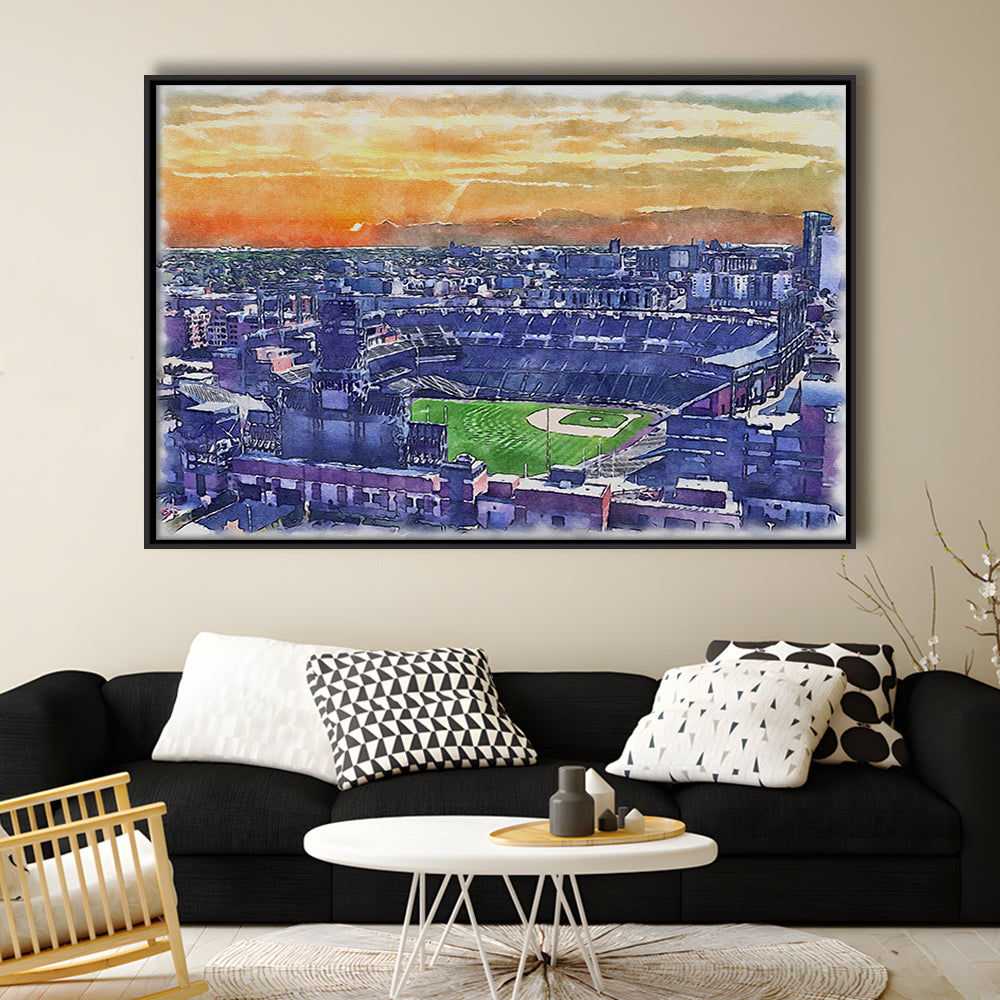 Coors Field Painting Canvas, Rockies Watercolor, Sport Gift Art, Framed Canvas Print Wall Art